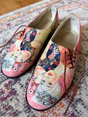 ICON Gustav Klimt Girlfriends Wearable Art Leather Oxford Shoes W8